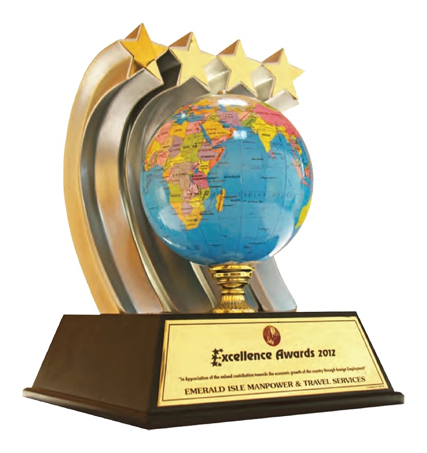 Emerald Isle Excellence Award 2012 trophy